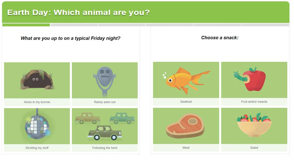 animals on Google Earth Day quiz